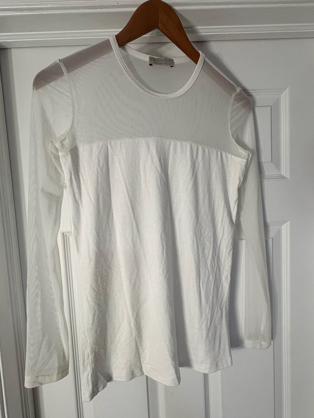 Anatomie White Long-Sleeve Sheer Yoke Tee